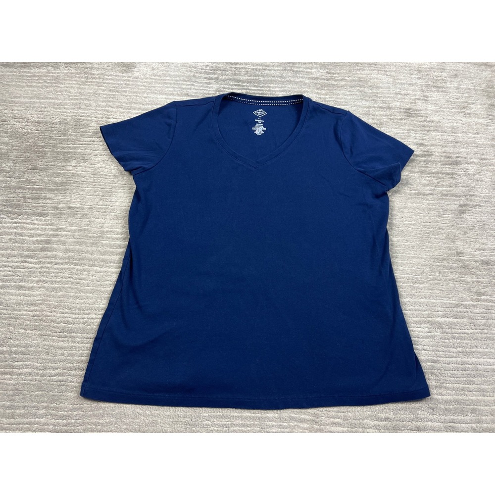 St. John's Bay T-Shirt Womens XL Navy Blue Essential Tee V-Neck Cotton Tee
